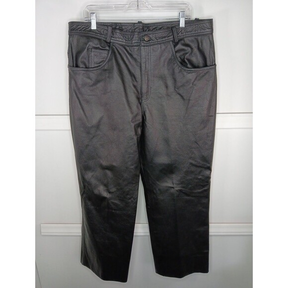 XElement Black Leather Straight-Leg Motorcycle Pants 40x29